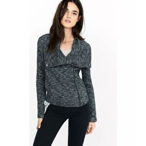 Express Black Marled French Terry Moto Jacket Size Small